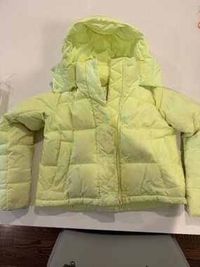 lululemon wonder puff Neon Yellow Hooded Puffer Jacket